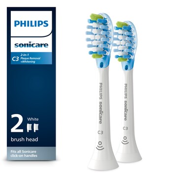 Philips Sonicare Genuine C3 Premium Plaque Control Replacement Toothbrush Heads 2 Brush Heads White HX904265