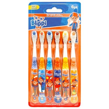 Brush Buddies Blippi Kids Toothbrushes Manual Toothbrushes for Kids Toothbrush for Toddlers 24 Years Blippi Childrens Toothbrush Soft Toothbrushes 6PK