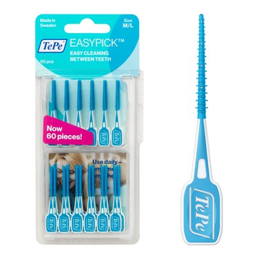 TEPE Dental Floss Picks Tooth Picks Flossers Floss Sticks EasyPicks ML Blue 60 Pk