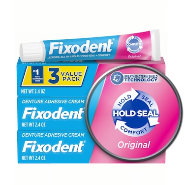 Fixodent Complete Original Denture Adhesive Cream 24 oz 3 PACK