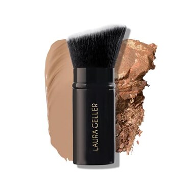 LAURA GELLER NEW YORK Retractable Black Kabuki Brush for Liquid Cream and Powder Face Makeup With Aluminum Handle