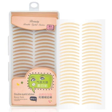 Pormasbenzer 384PCS Invisible Lace Double Eyelid Tapes Selfadhensive Medicaluse Fiber One Side Sticky Instantly Eyelid Lift Without Surgery Perfect for Hooded Droopy Uneven Monoeyelids