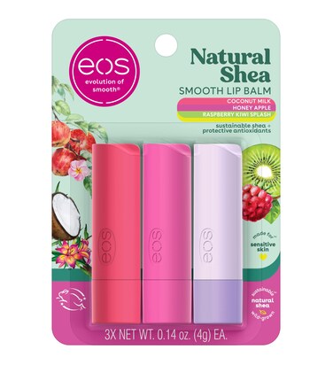 eos Natural Shea Lip Balm Honey Apple Coconut Milk  Raspberry Kiwi Splash AllDay Moisture Lip Care Products 014 oz 3Pack