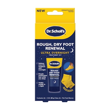 Dr Scholls Rough Dry Foot Renewal Ultra Overnight Treatment with Overnight Foot Cream 3oz with Aloe Coconut Oil  Urea and Heel Sleeve Socks Deeply Moisturize  Soften Feet Dermatologist Tested