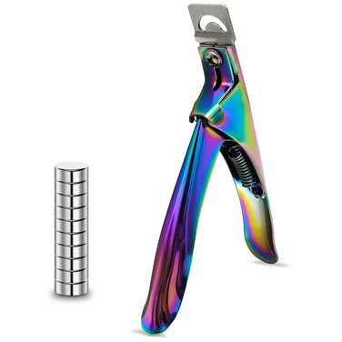 Scartink Acrylic Nail Cutter with Magnet Sizer  Length MeasurementAdjustable Stainless Nail Trimmer for Salon Home Nail Art Professional Nail Clippers for Precise Manicures Rainbow