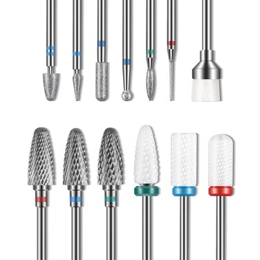 Depvko 13PC Nail Drill Bits Set 3pcs Tungsten Carbide Drill Bits 3pcs Ceramic Efile Nail Drill Bits 6pcs Diamond Drill Bits 1pcs Brush 02cm Drill Bits for Nails for Manicure Pedicure Home Salon