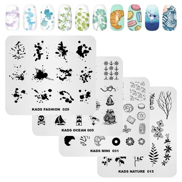 KADS 4pcs Nail Art Stamping Plates Food Leaf Pattern Fashion Cute Stamping Templates Manicure Print Image Templates