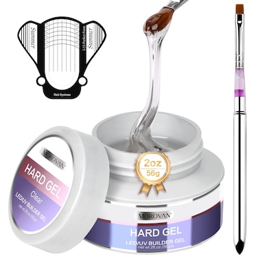 Morovan Builder Gel for Nails UV Gel LED Gel Nail Extension Gel Nail Strengthen Acrylic Gel UV Gel Nail Art Manicure Set with Nail Forms and Dualuse Pen Nail Art Supplies Clear 3 Count Pack of 1