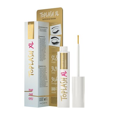 Toplash XL Lash and Brow Booster Growth Serum with Eyelash and Eyebrow Enhancer Promotes Stronger Thicker Healthier Lashes with Botanicals and Peptides