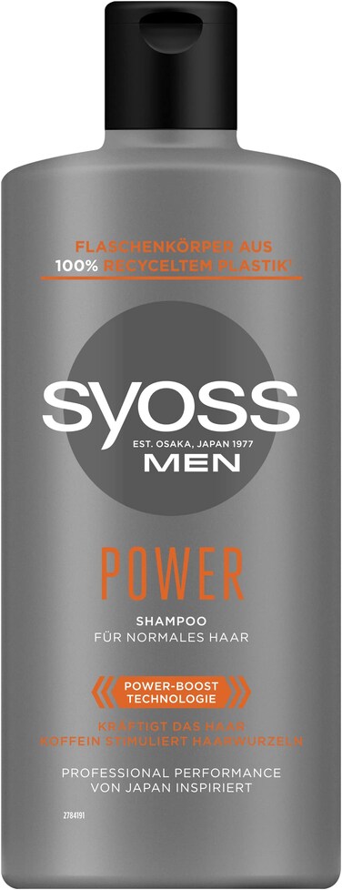Syoss Shampoo Men Power 440 ml Strengthening Mens Shampoo with Caffeine  Power Boost Technology Stimulates the Hair Roots Hair Shampoo for Normal Hair