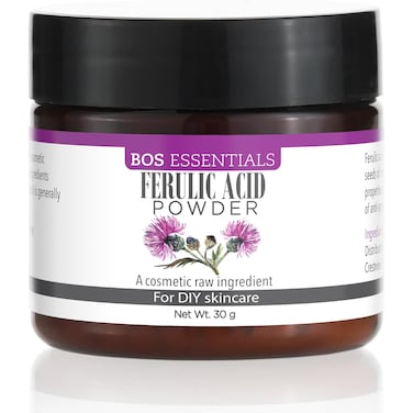 Bos Essentials Pure Ferulic Acid Powder A potent antioxidant and radical destroyer Stabilizes Vitamin C and protects cells from environmental damage For use in DIY creams and serums
