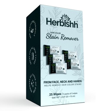 Herbishh Hair Colour Stain Remover Wipes  Gentle Formula for Dye Cleanup  Easy Clean Hair Colour Remover Wipes for Skin  Travel Pack With 5 Wipes  Safe and SkinFriendly Pack of 5