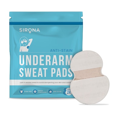 Sirona Disposable Underarm Sweat Pads Antiperspirant Absorbent Odour Blocker Pads Armpit Dress Shields Fight Hyperhidrosis 24 Count Pack of 1