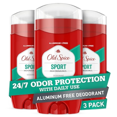 Old Spice Aluminum Free Deodorant for Men High Endurance Sport 3 Oz Each Pack Of 3