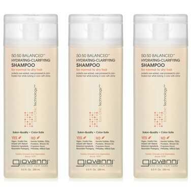GIOVANNI Eco Chic 5050 Balanced Hydrating Clarifying Shampoo 85 oz  Leaves Hair pH Balanced for OverProcessed Hair Lauryl  Laureth Lauryl  Laureth Sulfate Free Color Safe Pack of 3