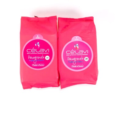 Celavi Makeup Remover Cleansing Wipes Removing Towelettes 2 Packs  60 Sheets Pomegranate