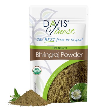 Davis Finest Bhringraj Powder for Hair Growth Eclipta Alba Essential Natural Anti Hair Loss Treatment Mask for Damaged Thinning Hair Longer Stronger Thicker Fuller Shining Hair 100g