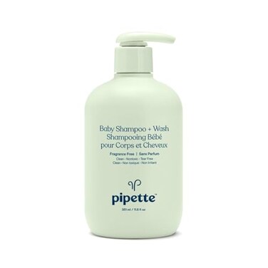 Pipette Baby Shampoo  Body Wash TearFree with Renewable PlantDerived Squalane FragranceFree 12FluidOunce