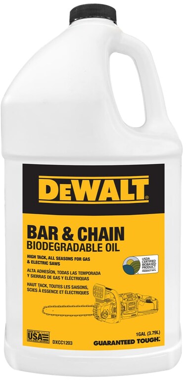 DEWALT Biodegradable Chainsaw Oil  High Performance Non Toxic Professional Lubricant  Green EcoFriendly Ultraclean All Season Bar  Chain Lube 1 GALLON