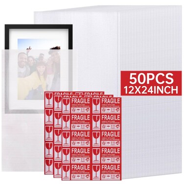 Parts3A Moving supplies50 Pack Cushion Foam Pouches 12 x 24 Packing Supplies for Moving Packing Transportation and Storage Incidental Fragile Stickers