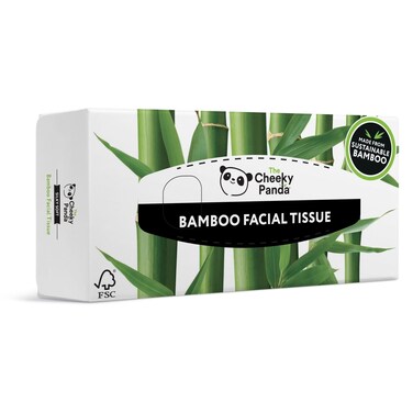 The Cheeky Panda Bamboo Facial Tissues Boxes  Flat Tissue Box 80 Tissues per Box  Soft 3 Ply Bamboo Tissue Paper  Sustainable Tissues Flat Box