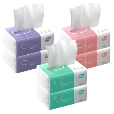 Aturmon Disposable Facial Tissue Facial Napkin White Facial Paper Tissues Car Tissue Refills 4Ply 6 Packs 240 Sheets per Pack 1440 Sheets in Total