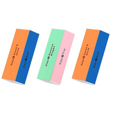 Soft N Style 4 Way Shiny Block  4 Step Buffing Block Shine Nail Buffer 3 pcs