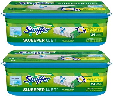 Swiffer Sweeper Wet Mopping Cloth Refill Open Window Fresh 24 wet cloths 2 pk