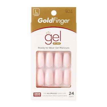 KISS Gold Finger Full Cover Nails Gel Glam False Nails Long Length