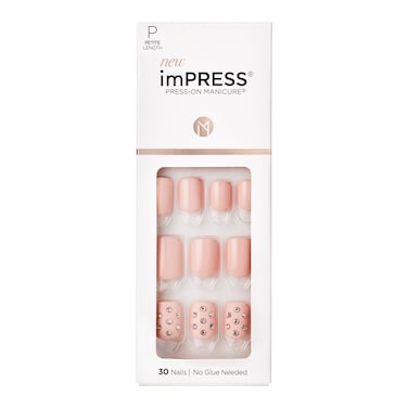 KISS imPRESS No Glue Mani PressOn Nails Design This Feeling Light Pink Petite Size Squoval Shape Includes 30 Nails Prep Pad Instructions Sheet 1 Manicure Stick 1 Mini File