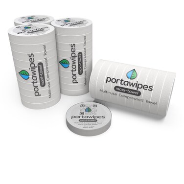 Portawipes MaxiTowel  40 Towel Pack  Individually Wrapped  Compressed Towel  Tablet Cloth Wipes  Large Soft  Odorfree