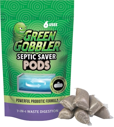 Green Gobbler SEPTIC SAVER Treatment Pods with Bacteria For Healthy Septic System 6 Month Supply 130 oz Package May Vary