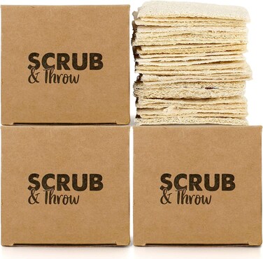 Scrub  Throw Natural Loofah Sponges Multipurpose Dish Sponges NonScratch Kitchen Sponges Pack of 90 for Cleaning Kitchen Bathroom and Household