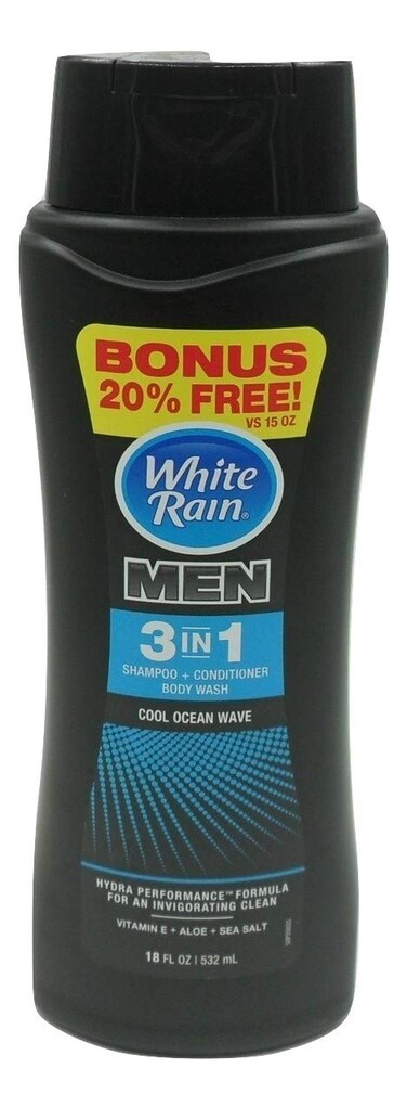 White Rain For Men 3 in 1 Shampoo  Conditioner  Body Wash Cool Ocean Wave 18 Fluid Ounces