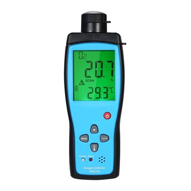 Cheffort Oxygen Gas Meter Digital Portable Automotive O2 Gas r Digital LCD Display Alarm O2 Concentration Measurement r Device for Car Climbing Tunnel Laboratory and Industry