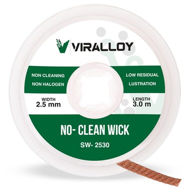 VIRALLOY No Clean Flux Solder Wick Braid Length 10ft Width 25mm Solder Copper Static Dissipative Bobbin Desoldering Wick Solder Remover Wick Desolder Electronic Components  Pack of 1