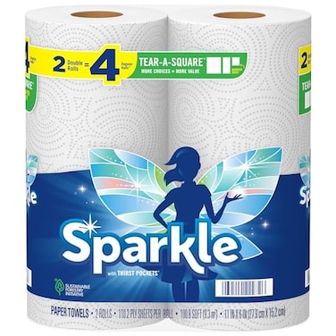 Sparkle TearASquare Paper Towels 2 Double Rolls  4 Regular Rolls 2 Count Pack of 1