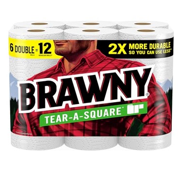 BRAWNY TEARASQUARE PAPER TOWELS 6 DOUBLE ROLLS