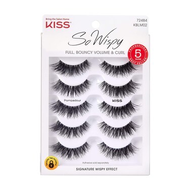 KISS Blowout False Eyelashes Pompadour 16 mm Includes 5 Pairs Of Lashes Contact Lens Friendly Easy to Apply Reusable Strip Lashes Glue On Lashes