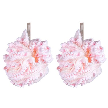 Biiange Pink Loofah Shower Bath Spong Soft Shower Loofahs Balls Globose lace Shower Ball for Body Wash Scrubber Cleaning Loofah Bathroom Accessories 2Pcs Pink