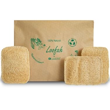 Natural Loofah Sponge for Kitchen 3 Pack  Kitchen Loofah  Natural Dish Scrubber  Compostable Eco Friendly Sponges  Biodegradable Sponges Natural  Natural Vegetable Sponge  Luffa Sponges