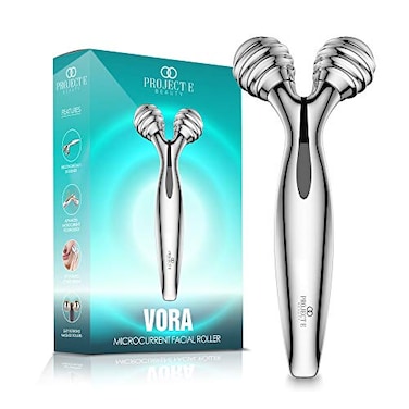Project E Beauty VORA Microcurrent Facial Roller  Solar Microcurrent 3D Face Kneading Ball Roller Massager for Vshaped Facial Lift Skin Tightening Smooth Fine Lines