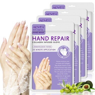 AIQIUSHA Kaniers 4 Pack Hands Moisturizing Gloves Hand Spa Mask Infused Collagen Serum  Vitamins  Natural Plant Extracts for Dry ed Hands Moisturizer Hands Mask Repair Rough Skin for WomenMen