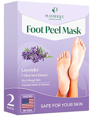 PLANTIFIQUE Foot Peeling Mask Peeling Foot Mask Dermatologically Tested Repairs Heels  Removes Dry Dead Skin for Baby Soft Feet  Exfoliating Foot Peel Mask for Dry Cracked Feet Lavender 2 pack
