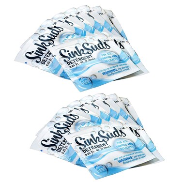 SinkSuds Travel Laundry Detergent Liquid Soap  Odor Eliminator for All Fabrics Including Delicates TSA Compliant 16 SinkPackets 025 fl oz Each White