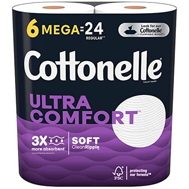 Cottonelle Ultra ComfortCare Toilet Paper 6 Mega Rolls Soft Bath Tissue 6 Mega Rolls  24 Regular Rolls