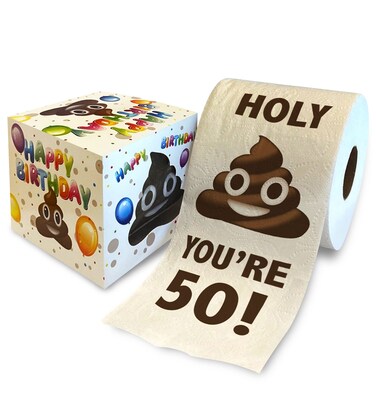 Printed TP Holy Poop Youre 50 Printed Toilet Paper Gag Gift  Happy 50th Birthday Funny Toilet Paper For Best Prank Surprise Bathroom Decor Novelty Bday Fun Gift For Men or Women  500 Sheets