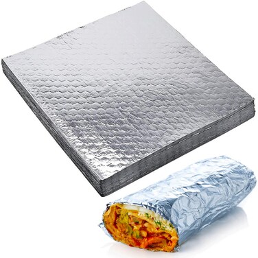 Angels Peel Lounge Insulated Foil Sandwich Wrap Sheets GreaseResistant PreCut Aluminum Foil Sheets for Restaurants Delis Catering Food Trucks Carts Pack of 100 10 34 x 14