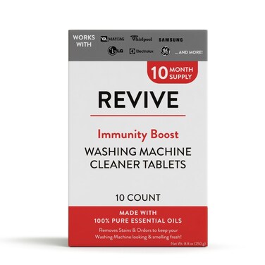 REVIVEEO Immunity Boost Washing Machine Cleaner Tablets 10ct by Revive Essential Oils  10 Month Supply Synthetic Fragrance Free Stain  Odor Fighting Essential Oils