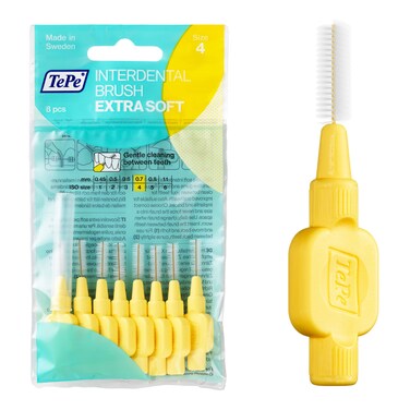 TePe Interdental Brush Extra Soft Yellow 07mmISO 4 8pcs efficient Cleaning Between Teeth Plaque Remover Dental flosser for Small Gaps